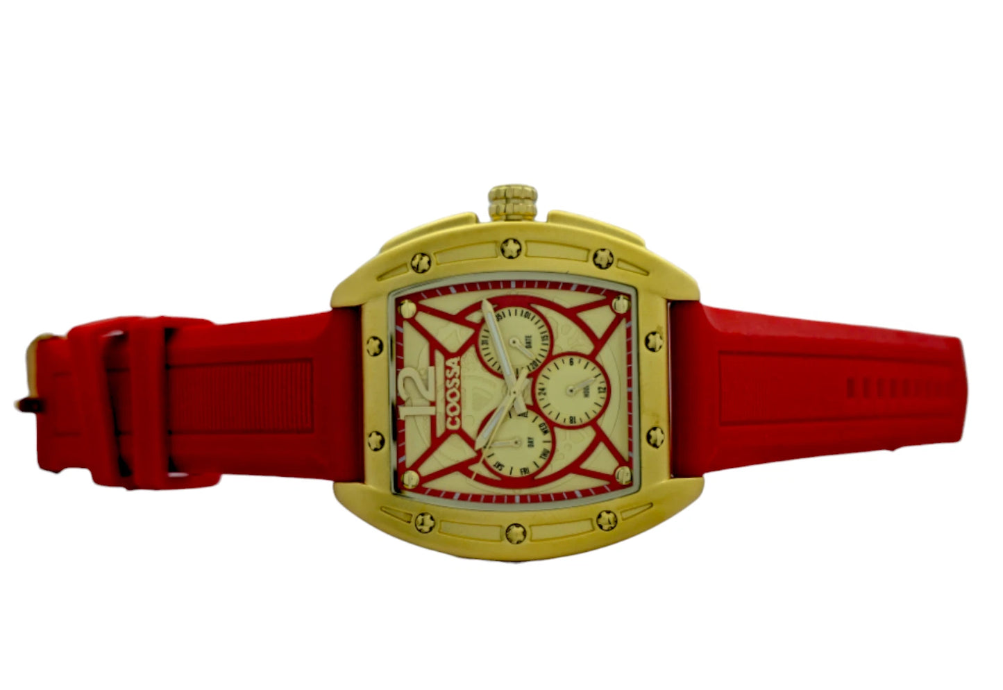 COOSSA ORIGINAL Special Edition Men's Tonneau 46MM Case Gold/Red Tone Day Date