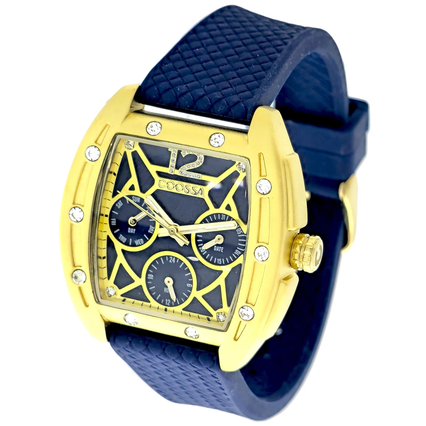 COOSSA ORIGINAL Special Edition Women's Tonneau 35MM Gold/Blue Day-Date Watch