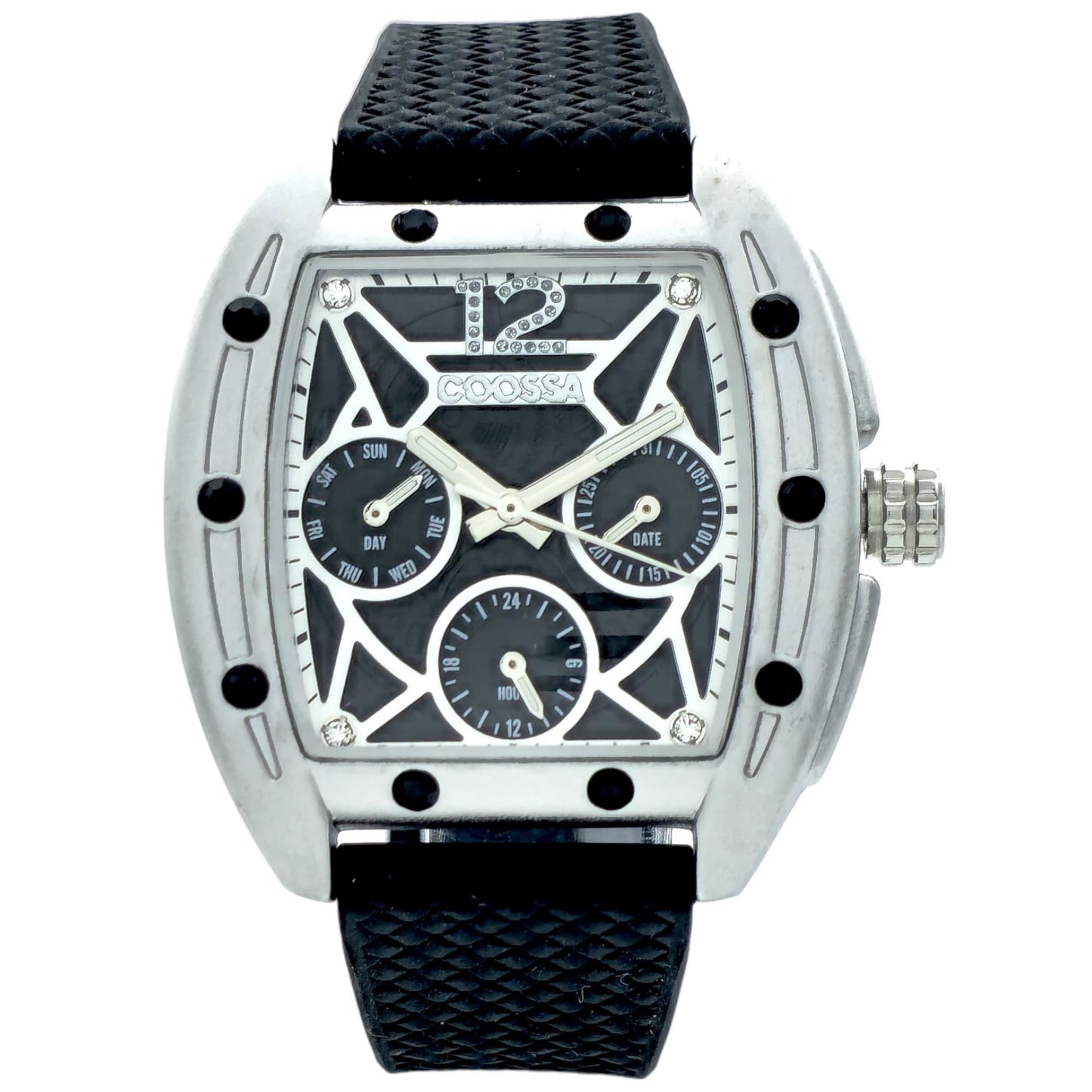 COOSSA ORIGINAL Special Edition Women's Tonneau 35MM Silver/Black Day-Date Watch