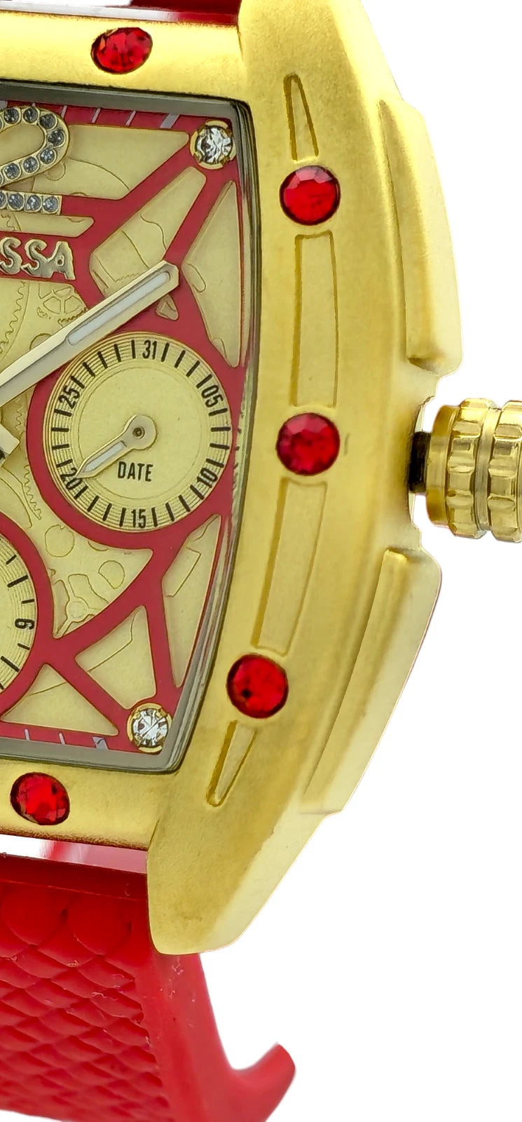 COOSSA ORIGINAL Special Edition Womens Tonneau 35MM Gold/Red Tone Day-Date Watch