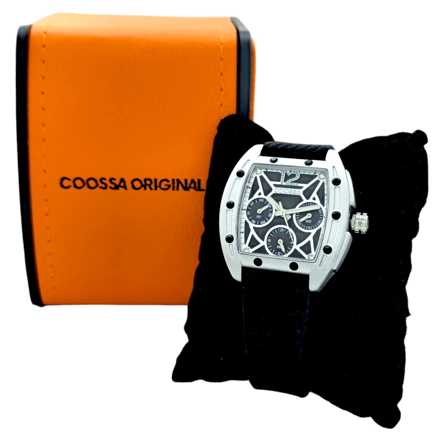 COOSSA ORIGINAL Special Edition Women's Tonneau 35MM Silver/Black Day-Date Watch