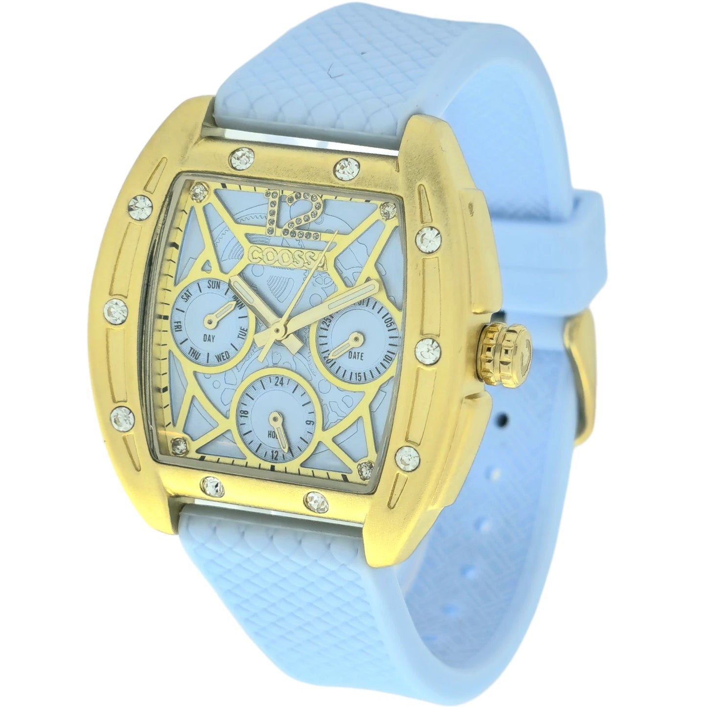COOSSA ORIGINAL Special Edition Womens Tonneau 35MM Case Gold Baby Blue Watch
