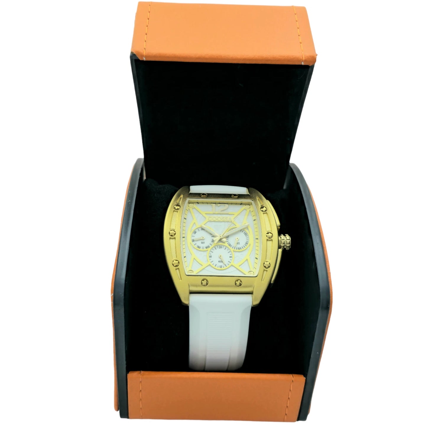 COOSSA ORIGINAL Special Edition Mens Tonneau 46MM Case Gold/White Day-Date Watch