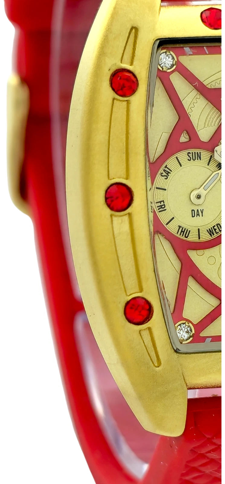 COOSSA ORIGINAL Special Edition Womens Tonneau 35MM Gold/Red Tone Day-Date Watch