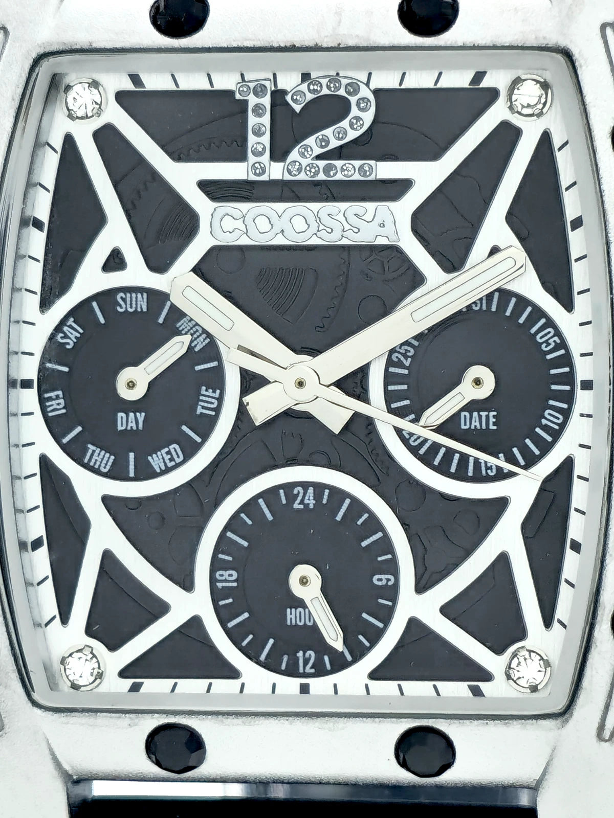 COOSSA ORIGINAL Special Edition Women's Tonneau 35MM Silver/Black Day-Date Watch