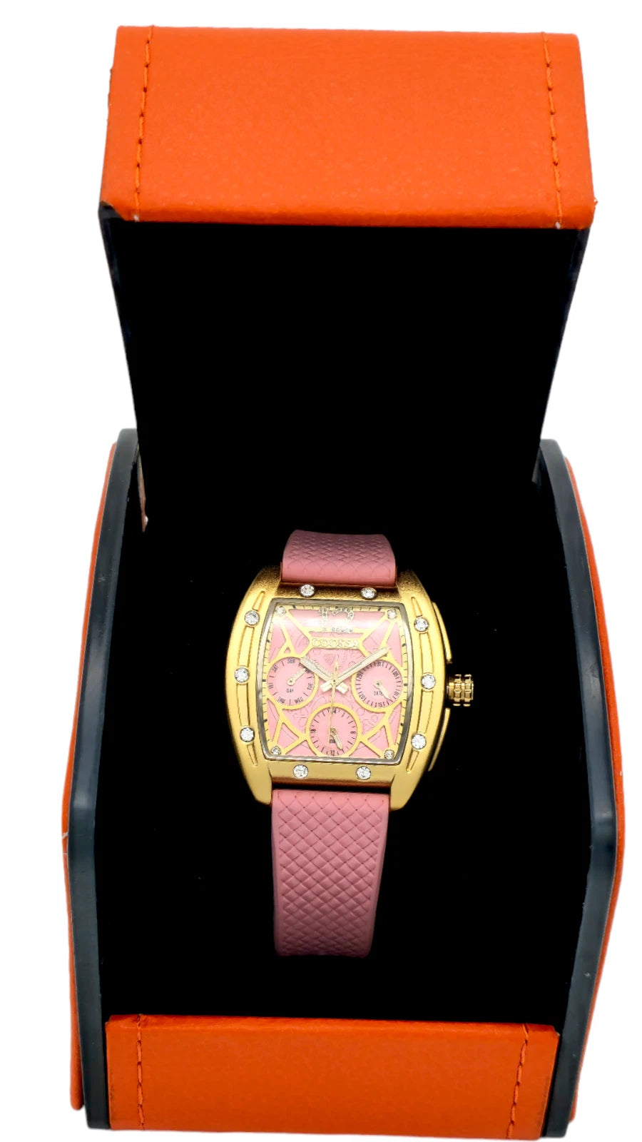 COOSSA ORIGINAL Special Edition Women Tonneau 35MM Case Gold/Pink Day-Date Watch