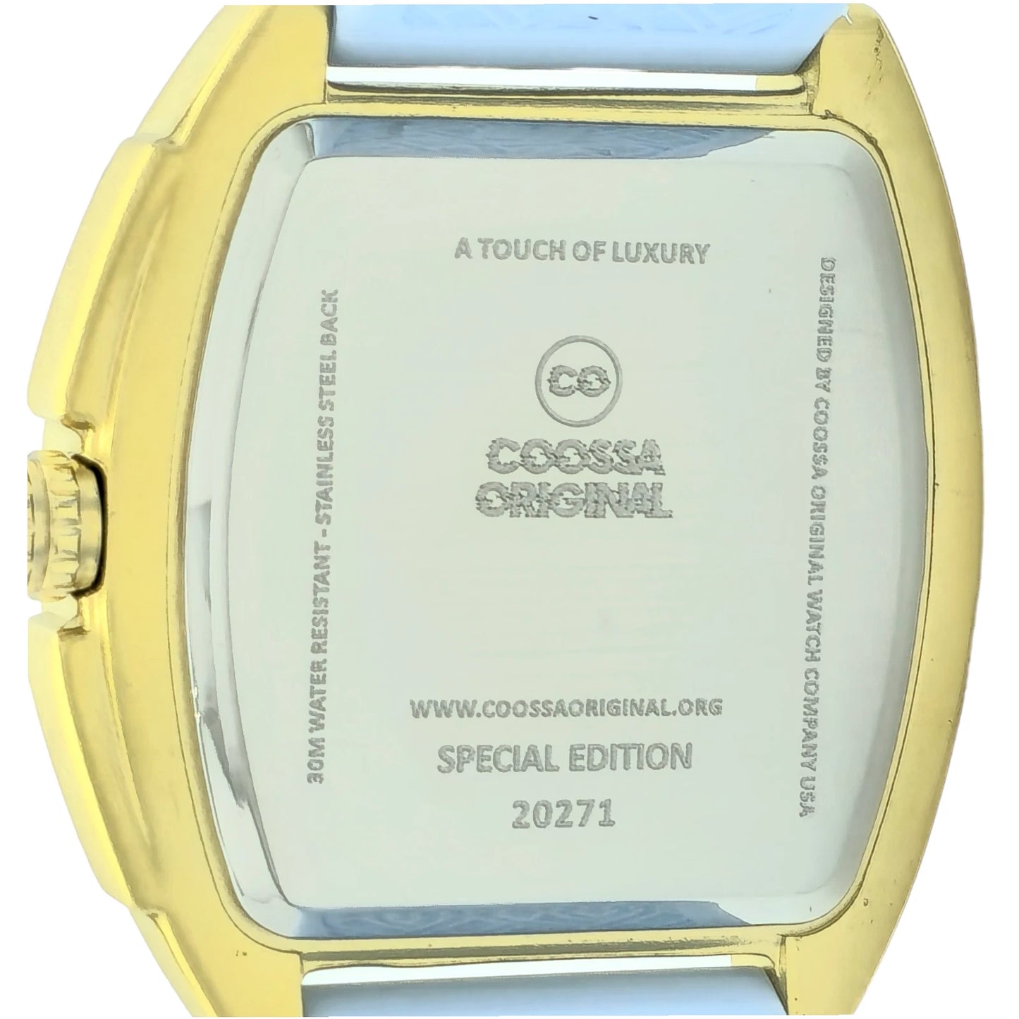 COOSSA ORIGINAL Special Edition Womens Tonneau 35MM Case Gold Baby Blue Watch